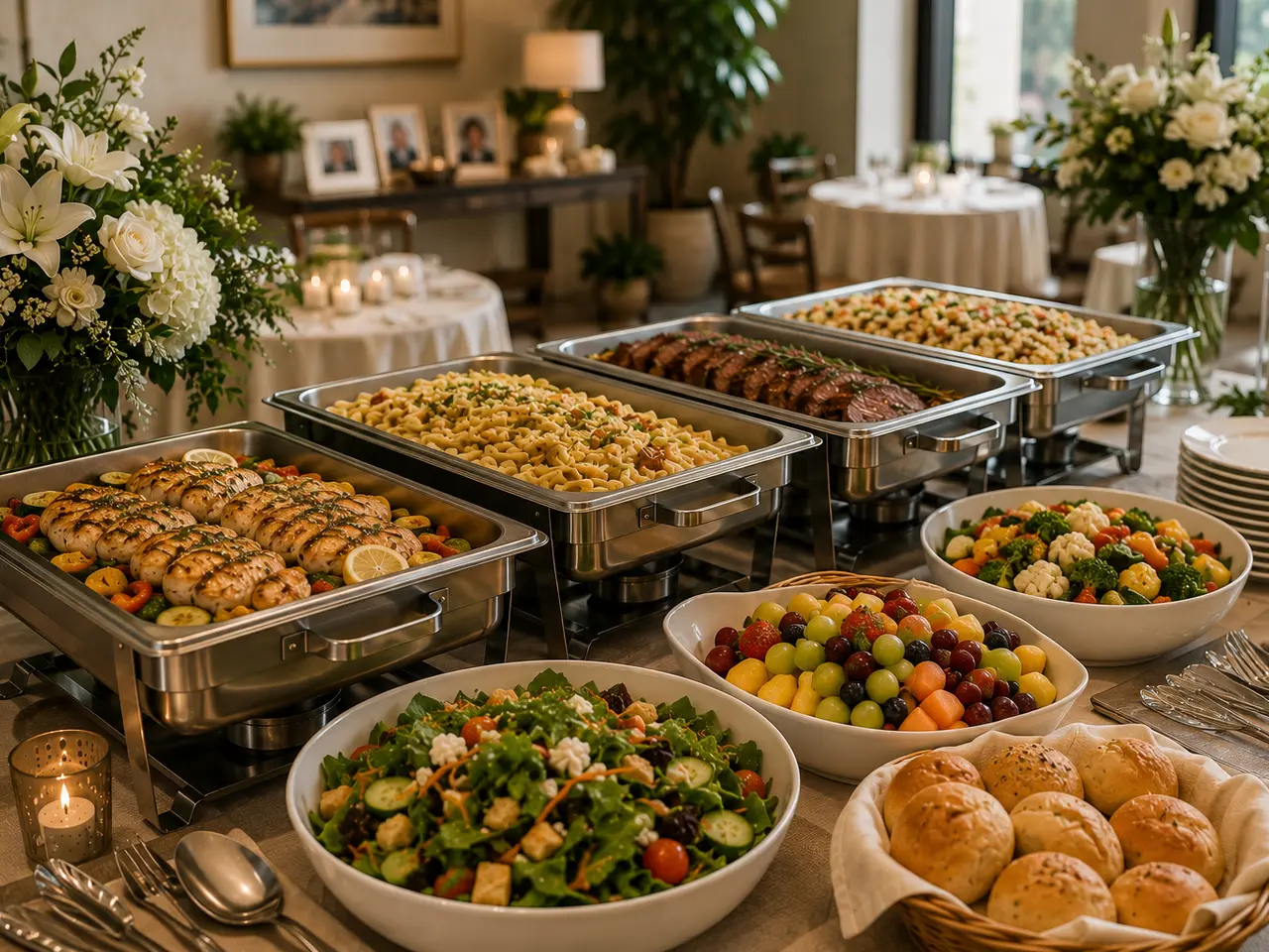 Warm funeral reception buffet catering in Las Cruces, NM