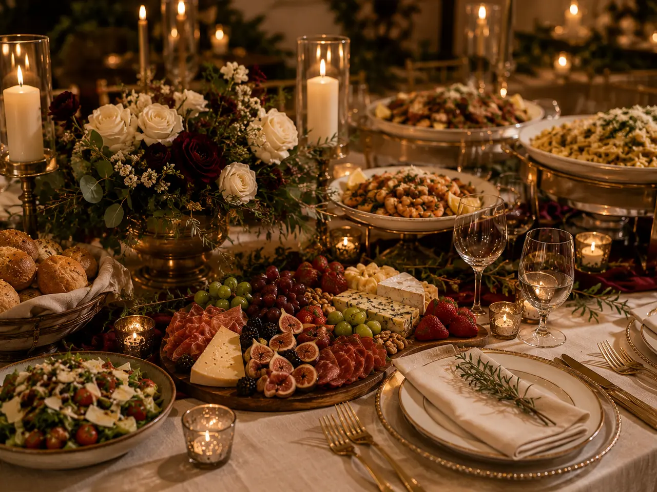 Catering buffet line prepared for an event in Las Cruces, NM