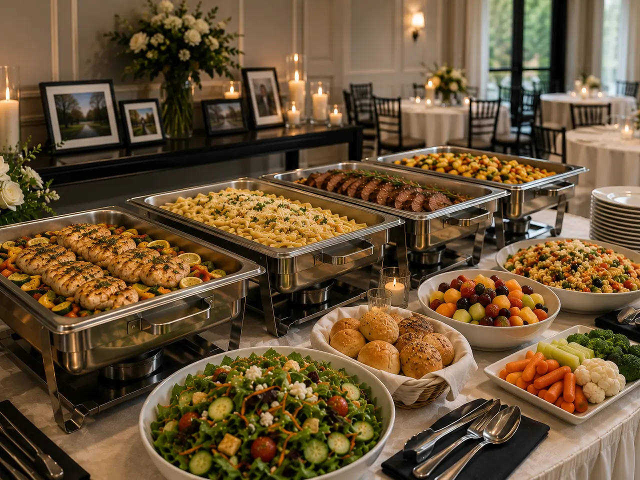 Wedding buffet catering setup for a Las Cruces, NM reception
